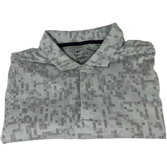 Nike Dri Fit Tiger Woods Golf Polo gray silver Standard Fit Men's Size L Large - Picture 1 of 9